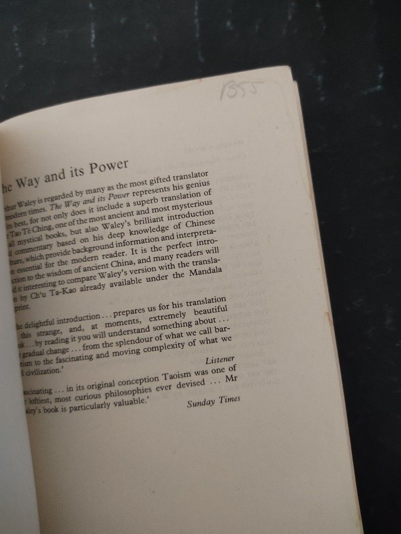 The way and its power tao te ching and its place in chinese thought by