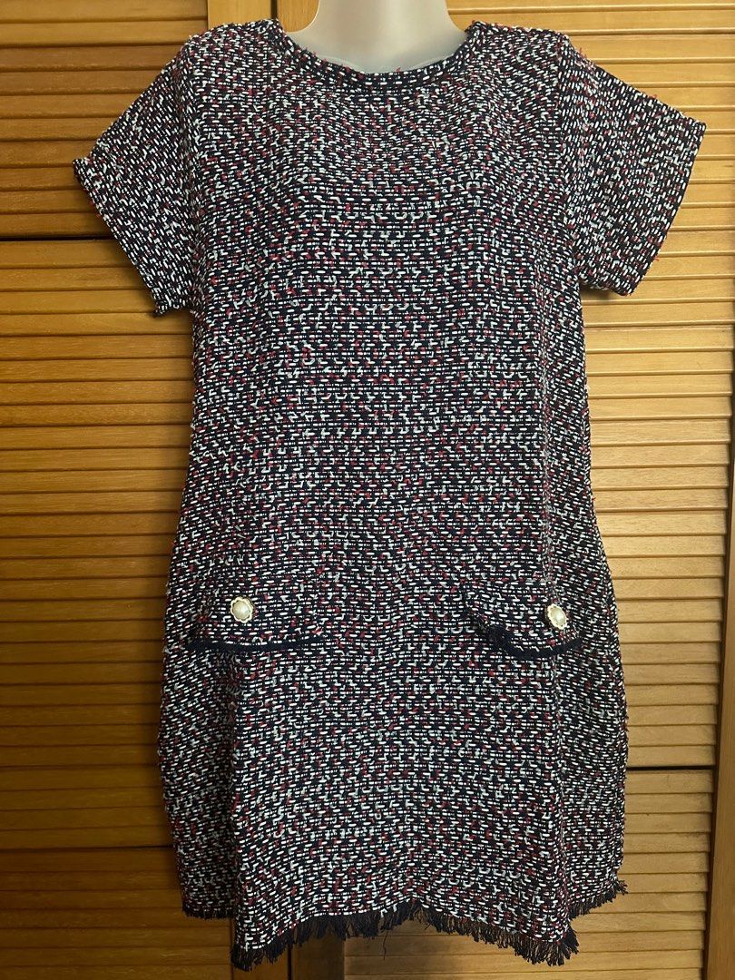 Tweed Dress (Category: Dresses) located in San Fernando. Submitted by mystuff4less (Listing ID 1270859923, Image 1). Description: Brandnew locally made Tweed Dress Color: Navy/Blue/White Size: Bust max to 36 Length 31.5.