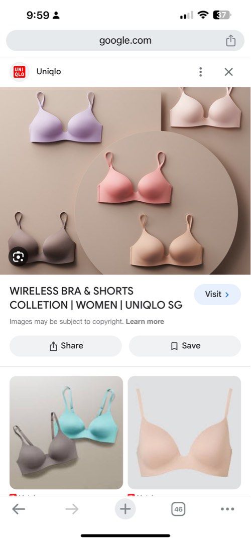 Buy3 free1 Uniqlo women wireless bra 65/70 ABC, Women's Fashion