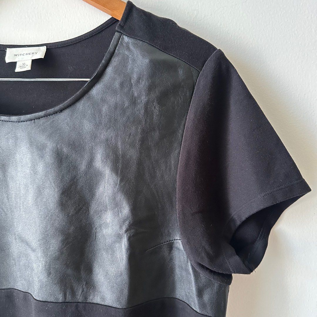 Witchery Leather Black T-Shirt