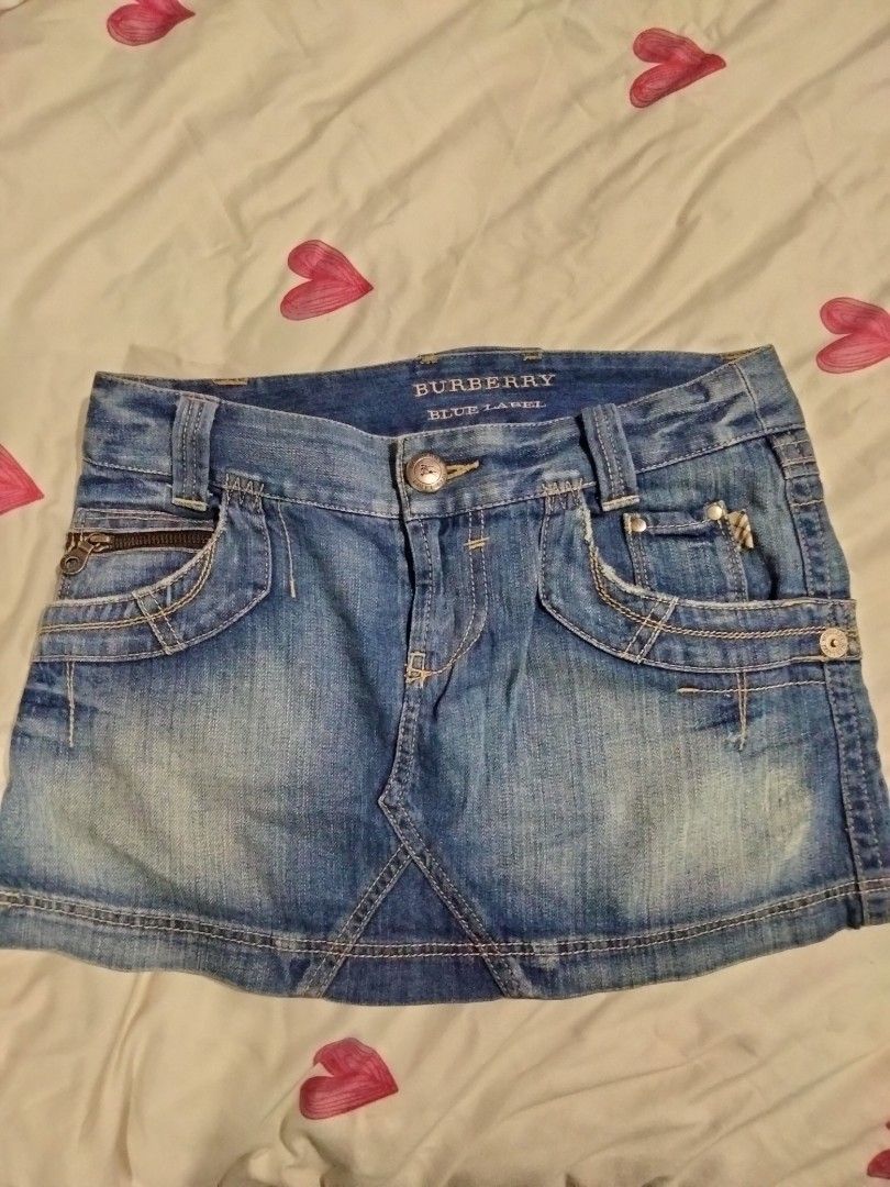 wts original burberry blue label denim short skirt Women s
