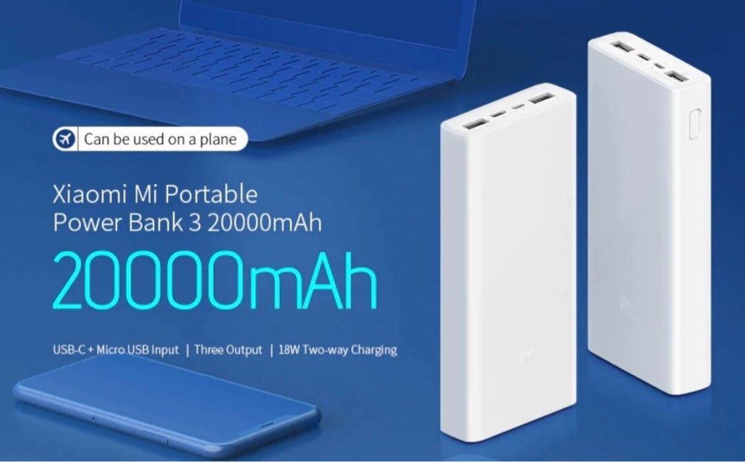 Xiaomi portable charger (20000mAh), Mobile Phones & Gadgets, Mobile & Gadget Accessories, Power ...