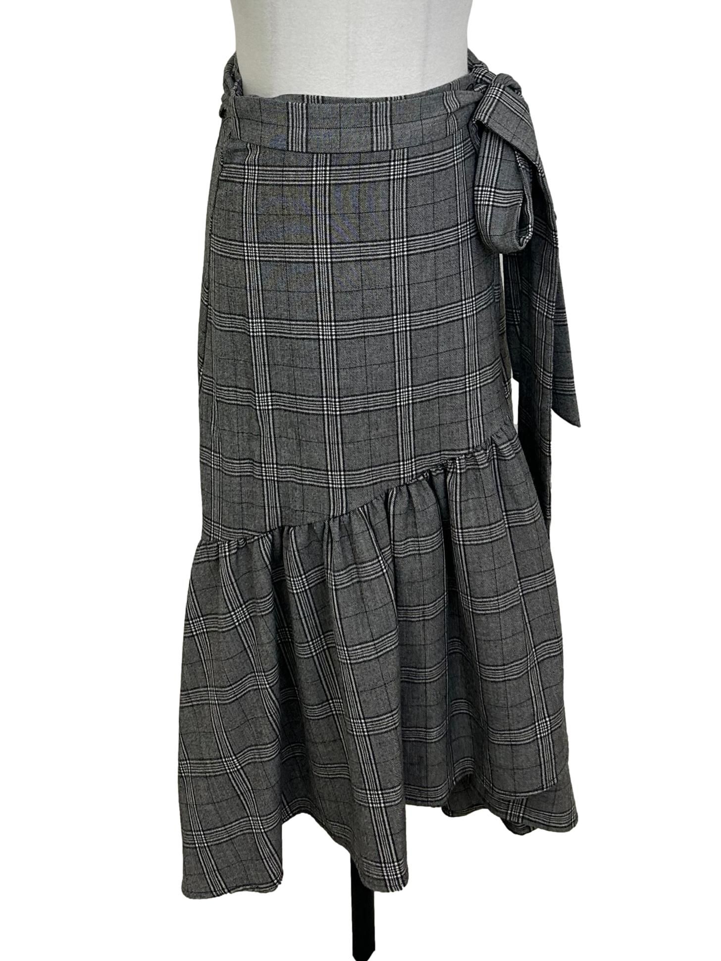 Plaid grey asymmetrical skirt hot sale