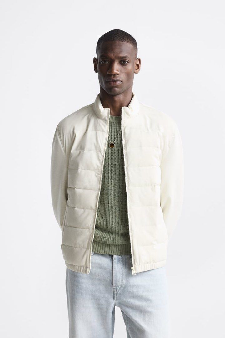 Zara men light padded jacket ecru xl puffer jacket winter wear