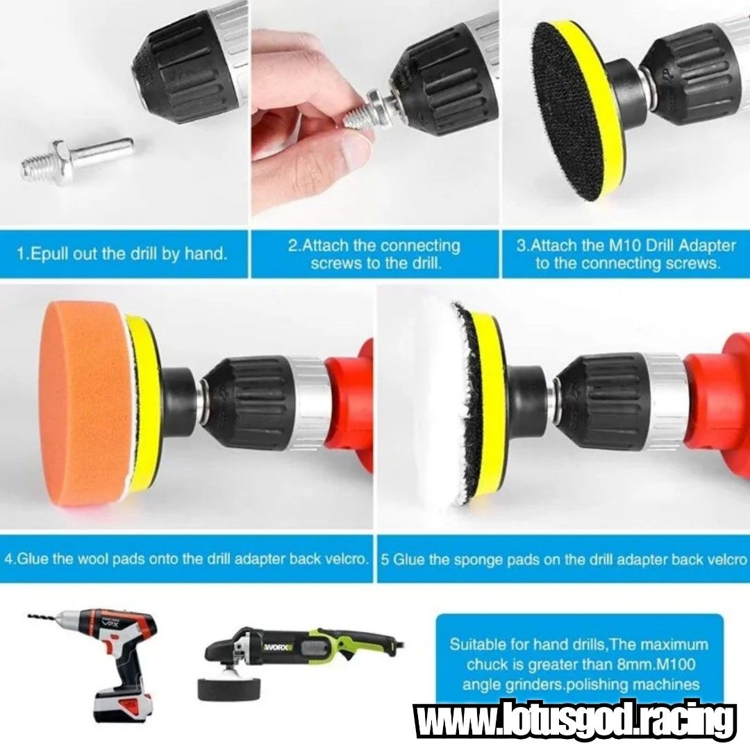 5pcs Car Polishing Kit - 3'' Buffing Wheel Pad, M10 Drill Connector, Waxing  & Paint Care For Auto Styling