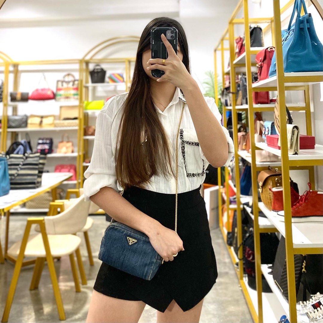 Prada denim hotsell cosmetic pouch
