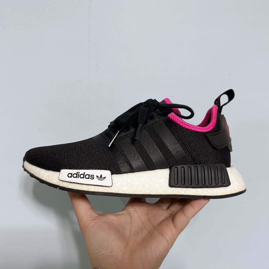 Nmd black white and hot sale pink