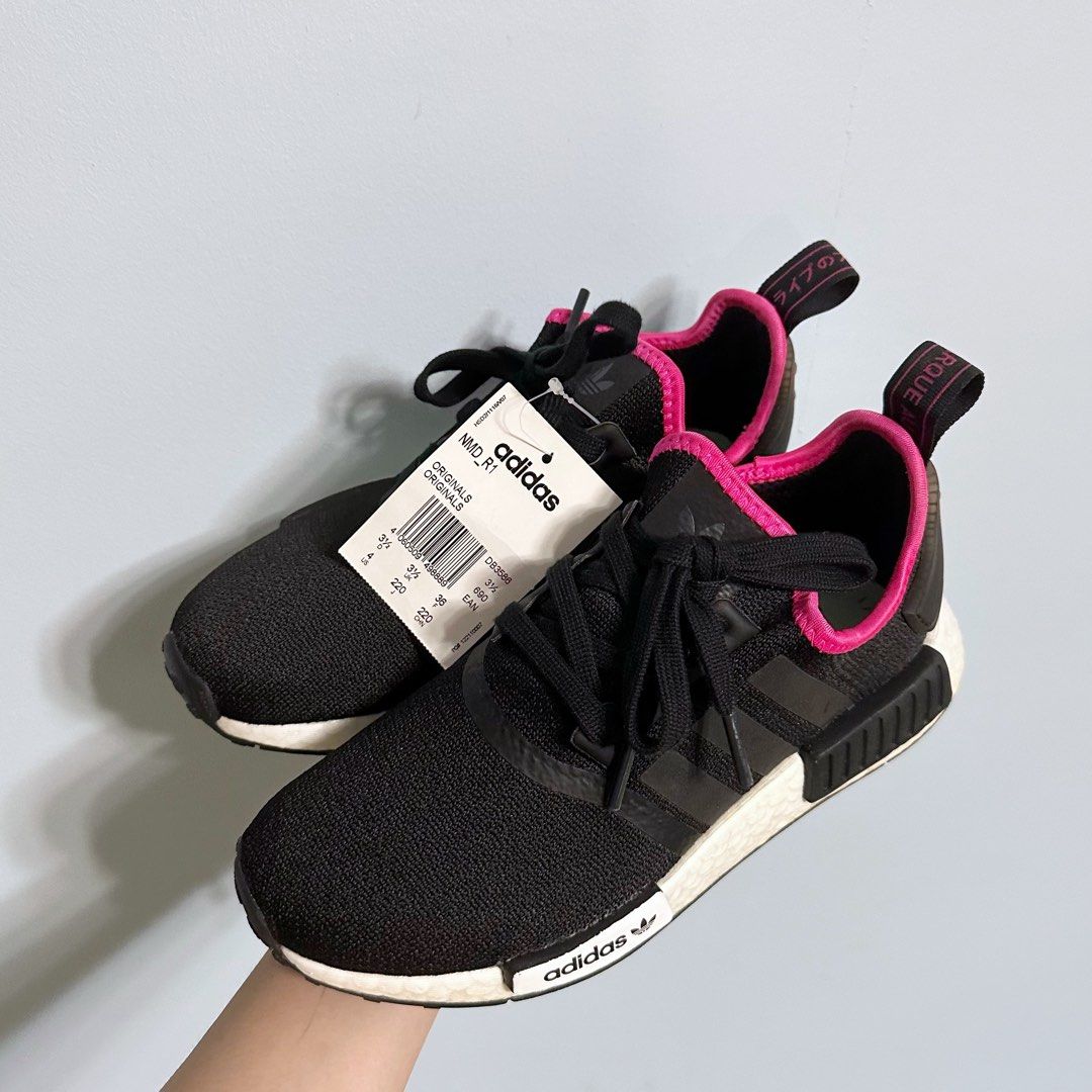 Adidas NMD R1 Black u0026 Pink, Women's Fashion, Footwear, Sneakers on Carousell