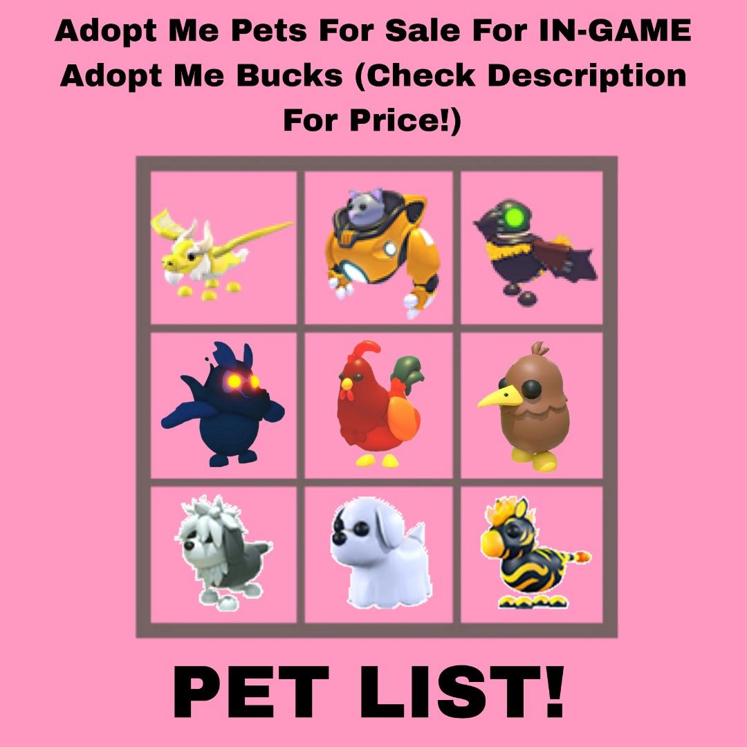 Adopt me Trading these pets and items :)), Video Gaming, Gaming  Accessories, In-Game Products on Carousell
