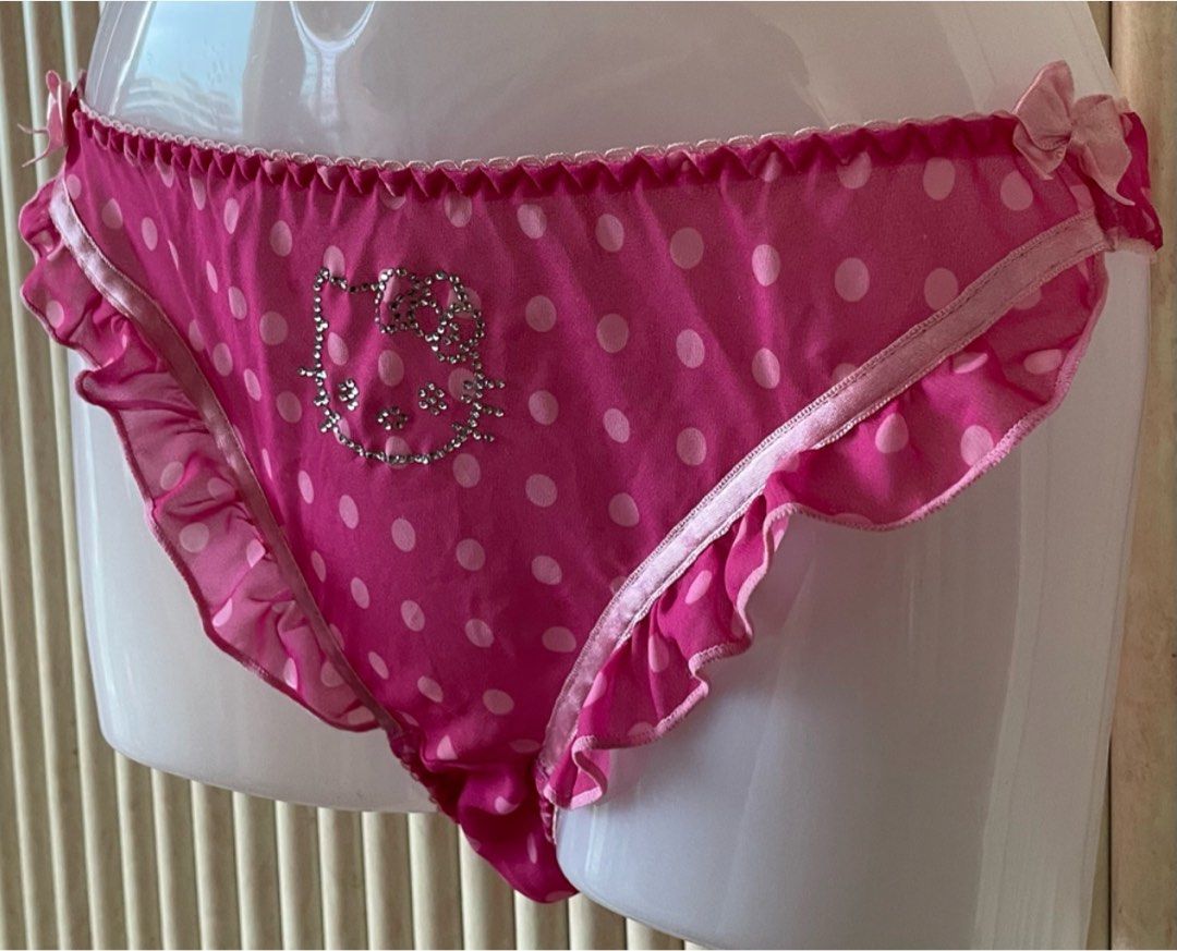 New w/tag Authentic Sanrio Hello Kitty ruffle Panties with crystal studded  hkitty head Knickers Women Sleepwear, sz M, Women's Fashion, New  Undergarments & Loungewear on Carousell