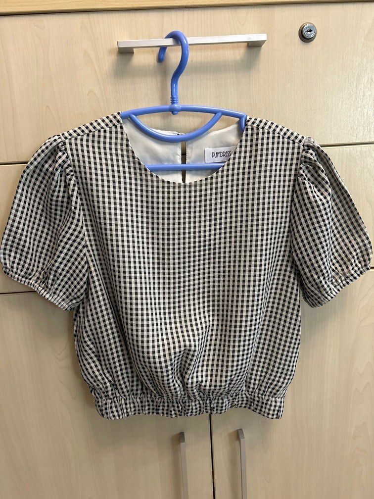 Checkered top black and white top