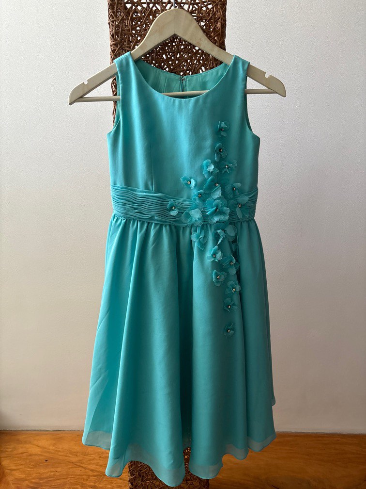 Blue Flower Girl Dress, Babies & Kids, Babies & Kids Fashion on Carousell