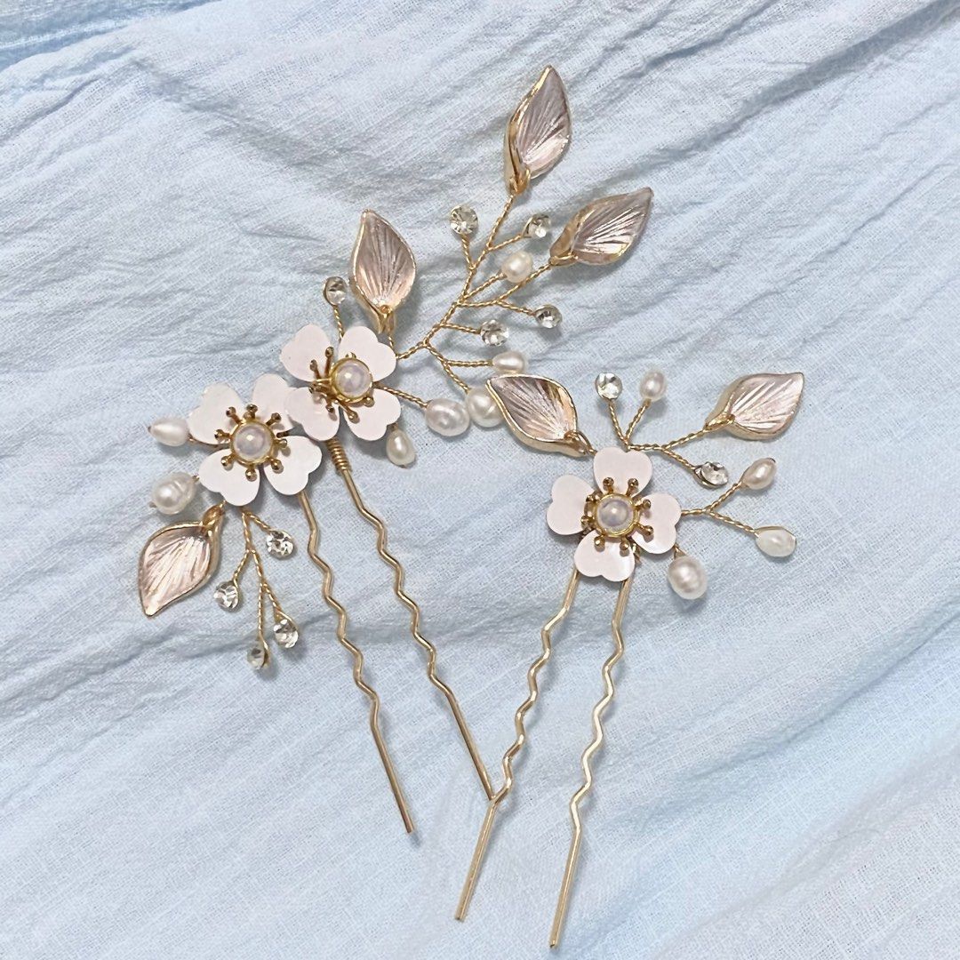 Bridal Hair Pin for Wedding Flower Pearl Decoration Women s