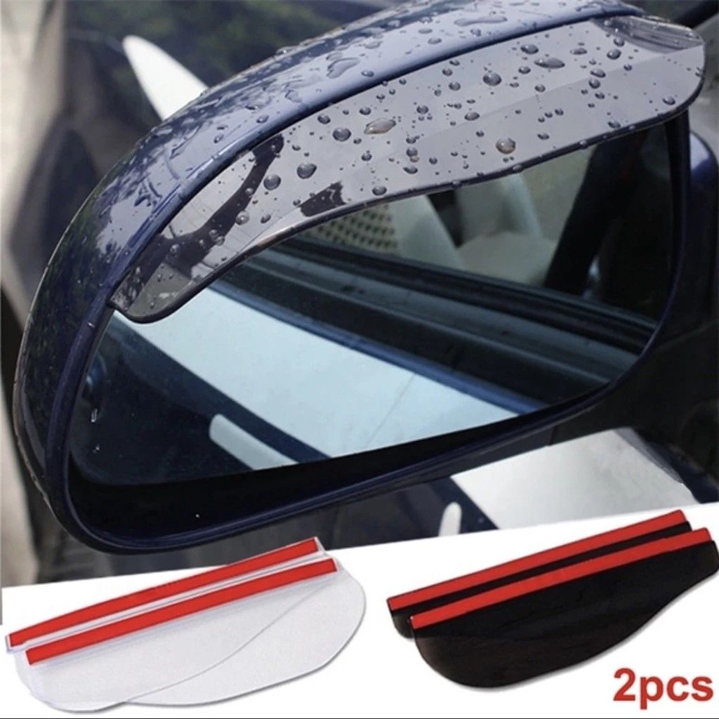 Car Sideview Mirror Rain & Sun Visors Set (Black) with 3M Adhesive