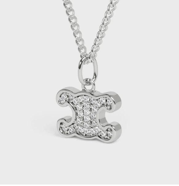 CELINE TRIOMPHE RHINESTONE NECKLACE IN BRASS WITH RHODIUM FINISH