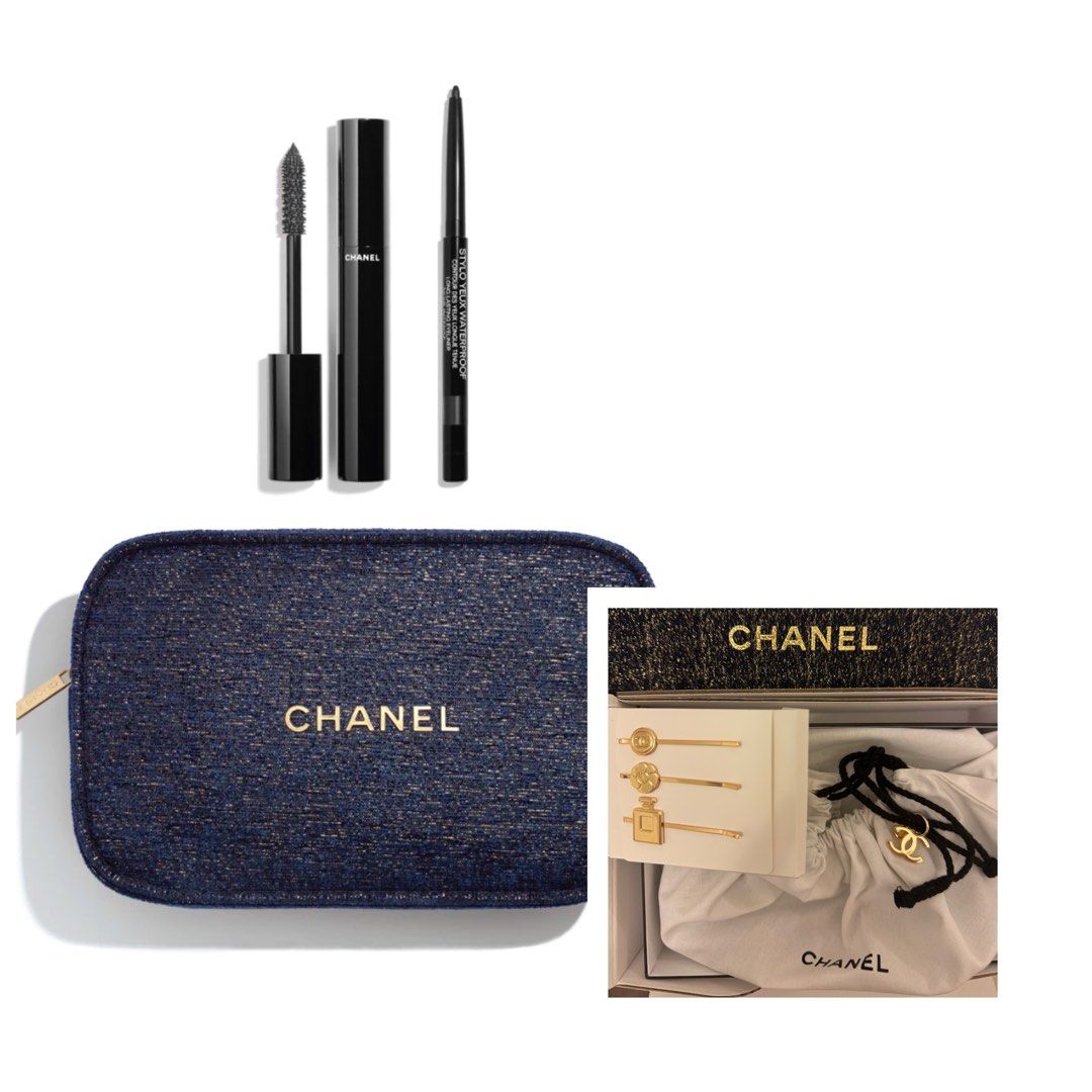 Chanel 化妝袋聖誕套裝聖誕gift set CHANEL豐盈睫毛液和持久煙燻眼線筆