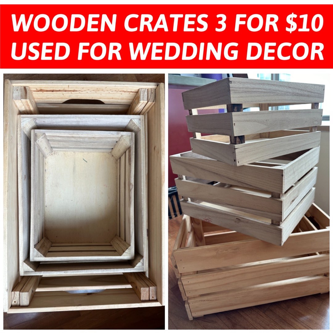 CHEAPWooden Crates, Furniture & Home Living, Home Decor, Other Home