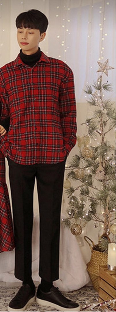 Mens christmas plaid dress shirt new arrivals