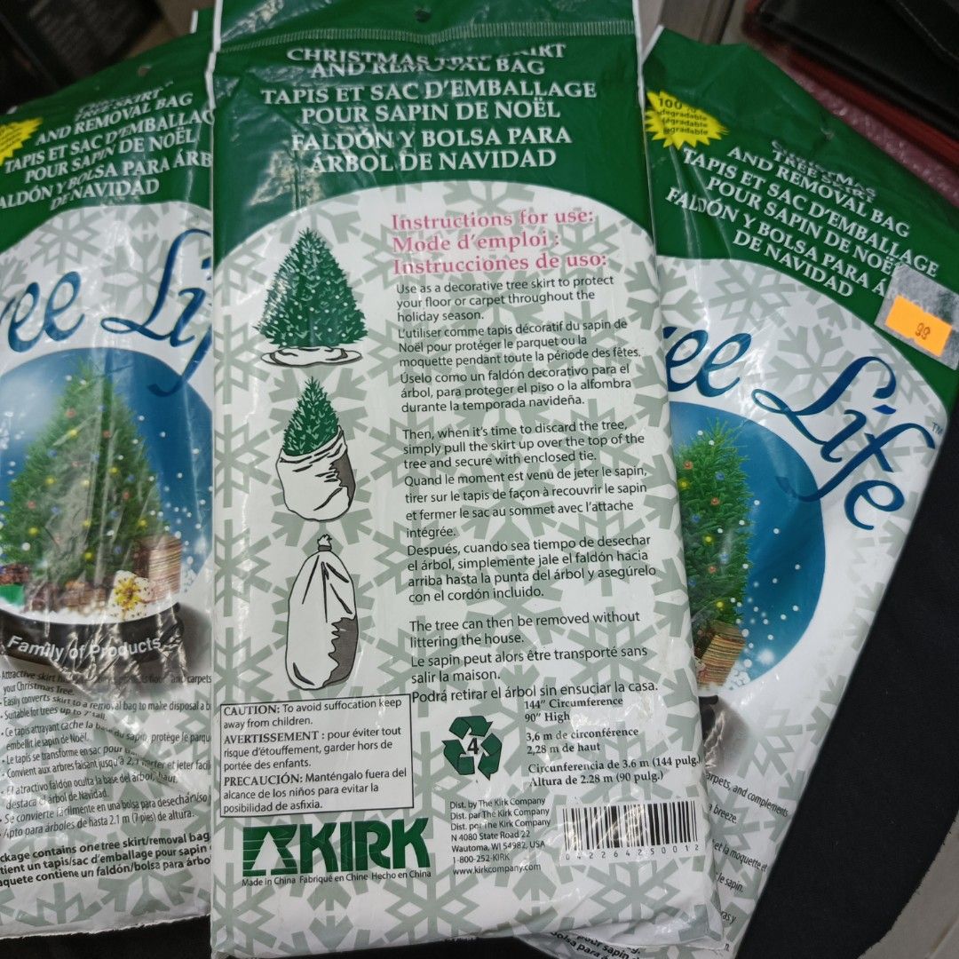 Christmas Tree Skirt and Removal Bag (sold per piece), Furniture & Home