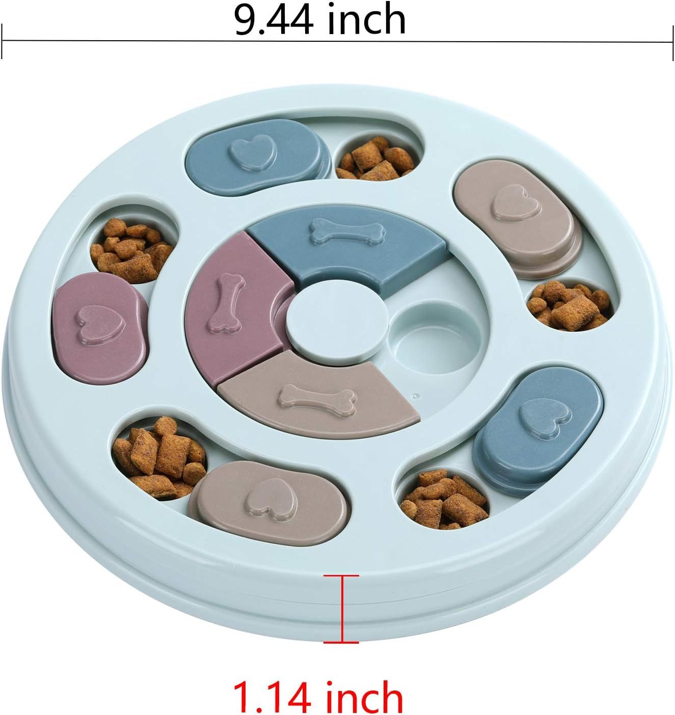 Dog Puzzle Toys,Dogs Food Puzzle Feeder Toys for IQ Training & Mental Enrichment,Dog Treat Puzzle(Blue) (Category: Homes & Other Pet Accessories) located in Singapore. Submitted by monsterdeal.sg (Listing ID 1271103443, Image 3). Description: [Size]: 9.44" * 1.14" (diameter * height), suitable for cats, puppies and small dogs. [Interactive Dog Toy] This is a fun interactive puppy puzzle toy, which can easily become the closest companion and toy f