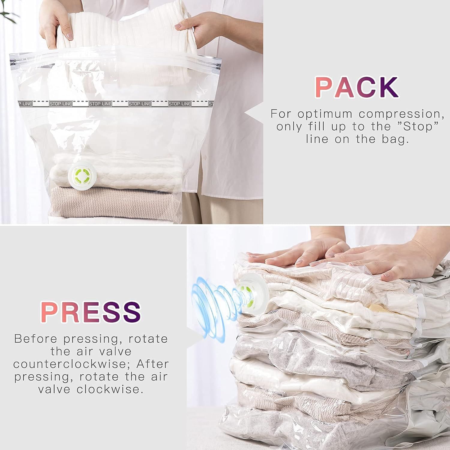 4pcs Jumbo Vacuum Storage Bags for Closet Organization - 40in/30in Plastic  Bags for Efficient Storage and Space Saving