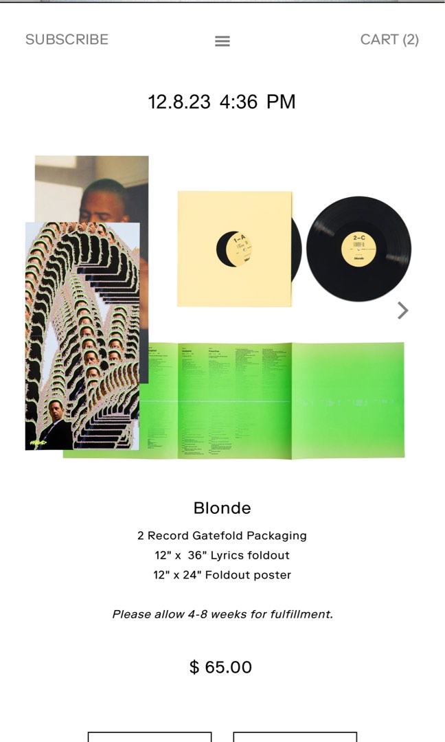 Frank Ocean Blonde vinyl album, Hobbies & Toys, Music & Media