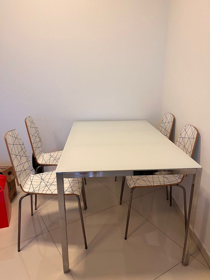 Translucent Glass top Dining Table And 4 Chairs, Furniture & Home ...