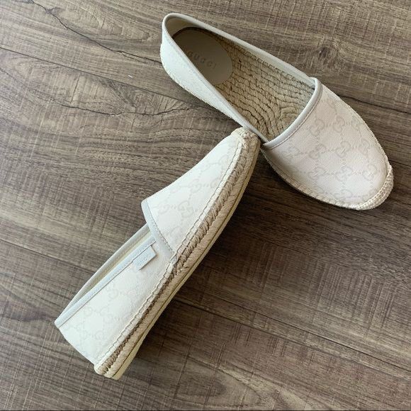 Gucci Flats White GG Monogram Espadrilles