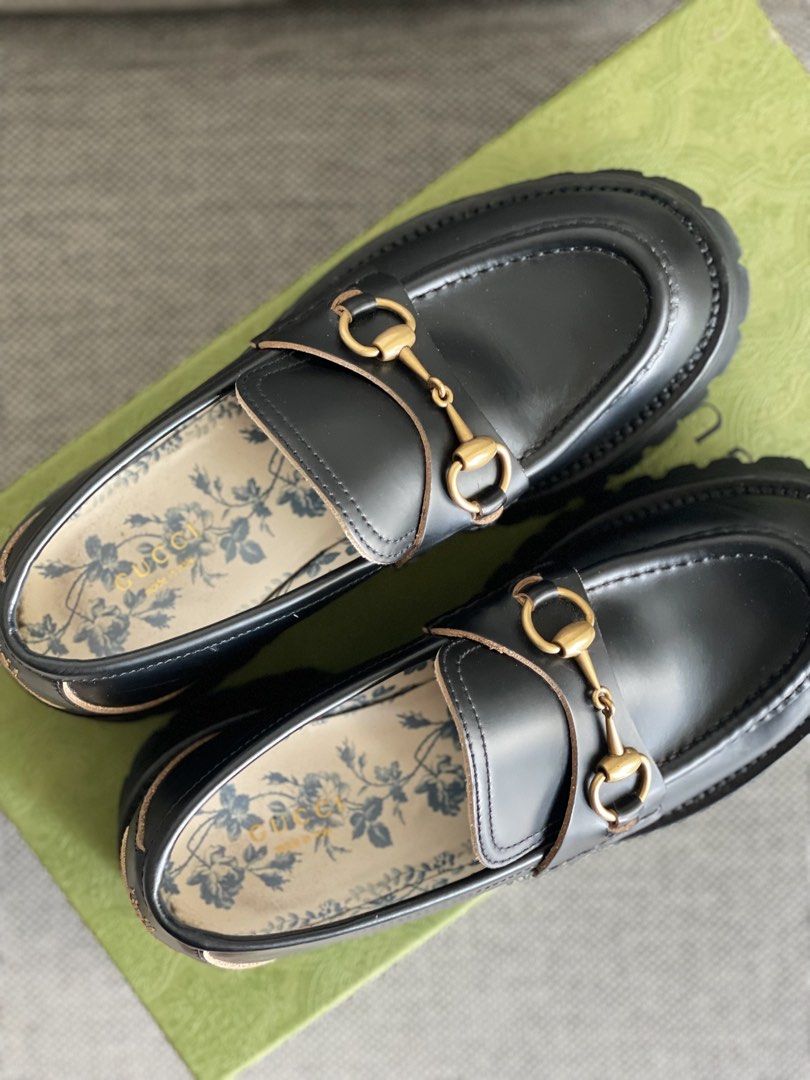 leather lug sole horsebit loafer gucci