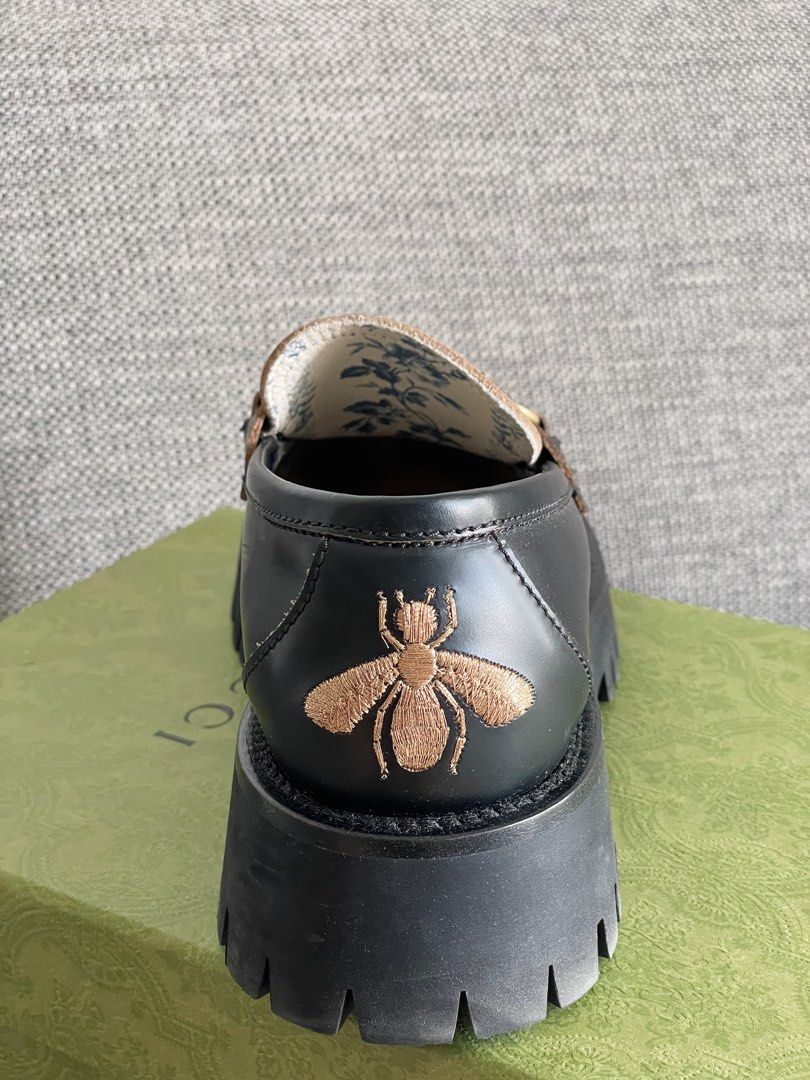 leather lug sole horsebit loafer gucci