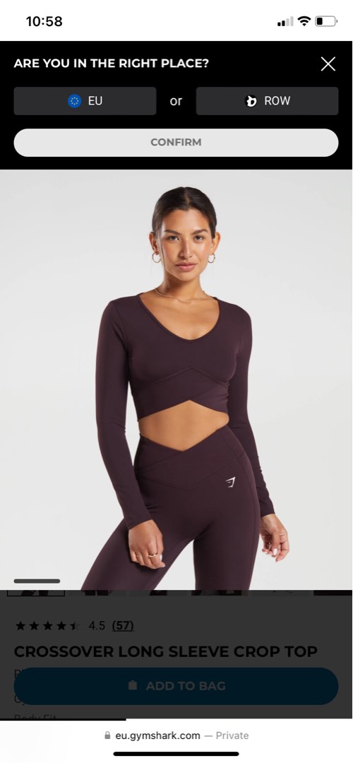 Gymshark Crossover Long Sleeve Crop Top in Plum Color, Women's Fashion,  Activewear on Carousell