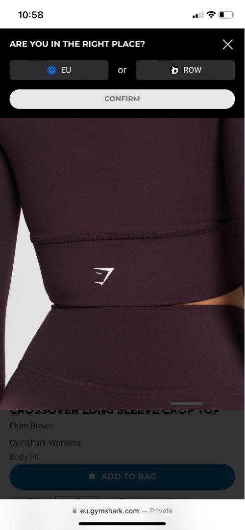 BNWT GYMSHARK CROSSOVER LONG SLEEVE CROP TOP, Women's Fashion, Activewear  on Carousell