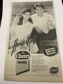 Have it all with CHEERS ORANGE cosmos - Vintage Poster Newspaper clipping ad wall design OPM Artist