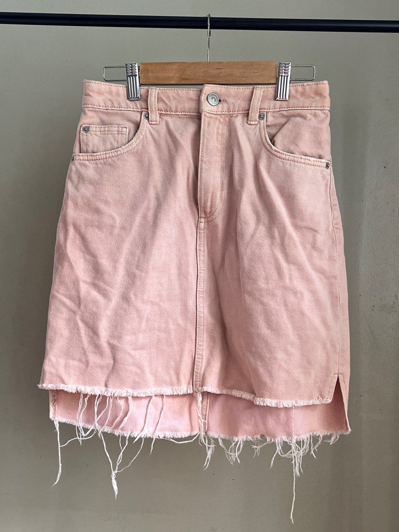 Pink denim skirt h&m cheap