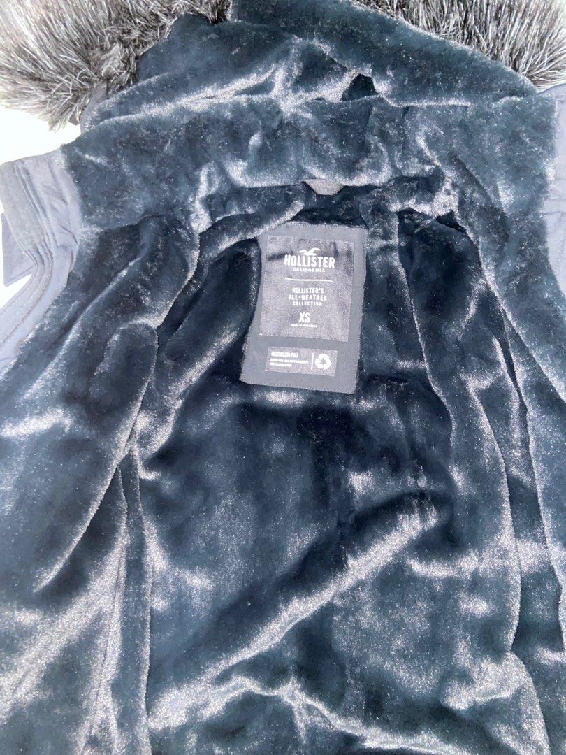 Hollister black deals fur coat