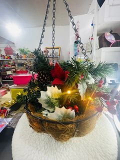 Home Decor Fake Potted Plants Artificial Plants Artificial Plant Flower Basket Decor Xmas Hanging Ornament Artificial Hanging Flowers Christmas Artificial Flowers Plastic Outdoor