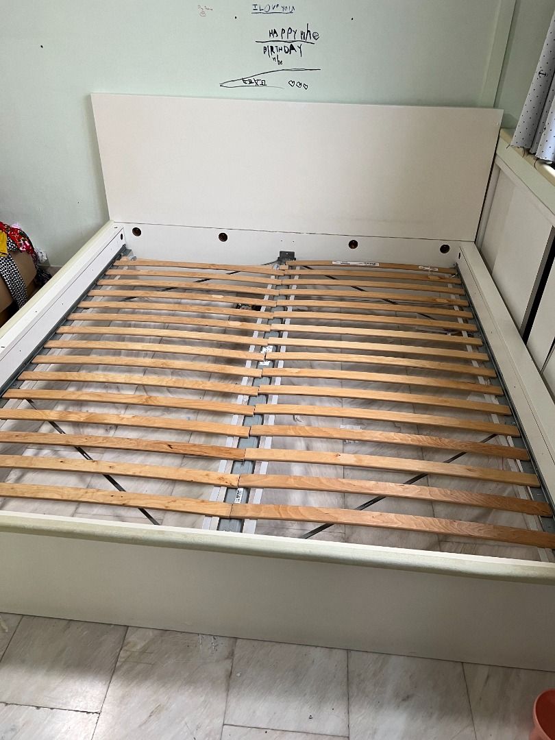 Ikea Askvoll Luroy slatted king sized bed frame, Furniture & Home