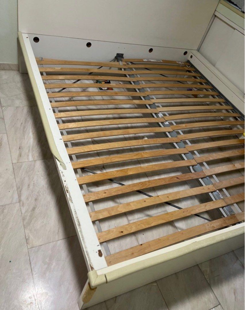Ikea Askvoll Luroy slatted king sized bed frame, Furniture & Home