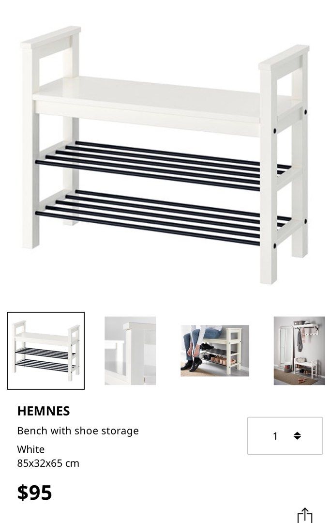 IKEA shoe bench Hemnes 2x Furniture Home Living Furniture
