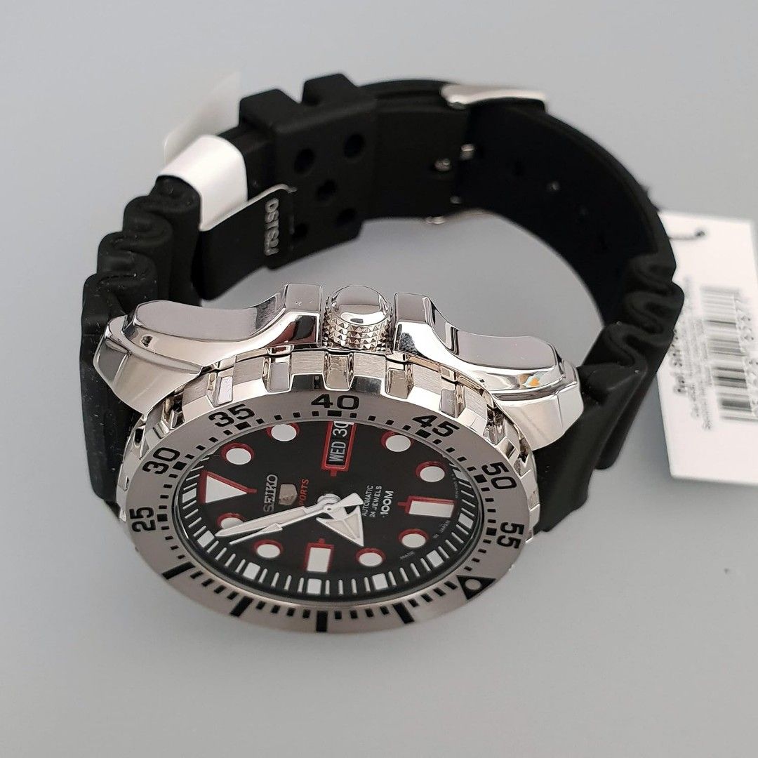 JAPAN MADE Seiko 5 Sports SRP601 Men s Automatic 24 Jewels Black Dial Rubber Strap Watch srp601 srp601j srp601j1 Birthday gift birthday seiko BRAND