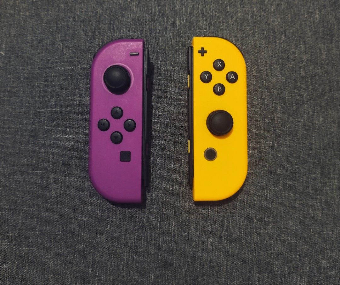 Joycons Purple and Yellow, Video Gaming, Gaming Accessories