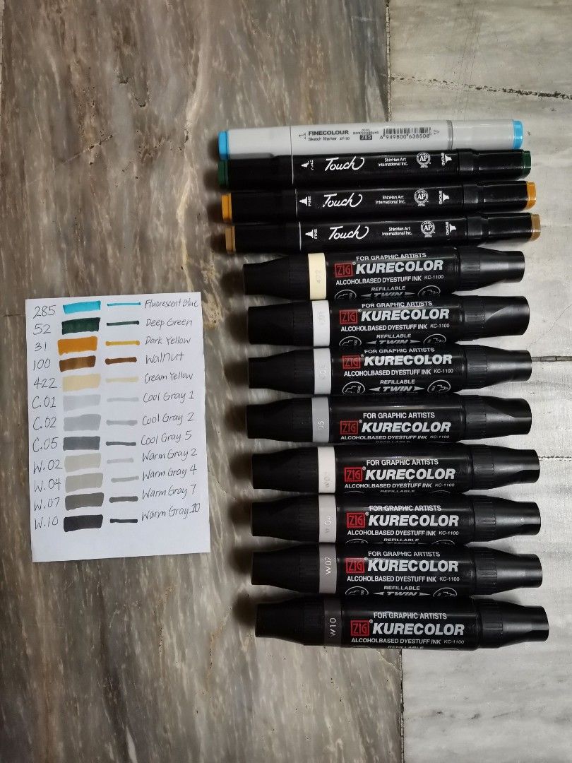 Kurecolor Markers Fine Touch Markers Finecolour Marker (12 pcs), Hobbies & Toys, Stationary