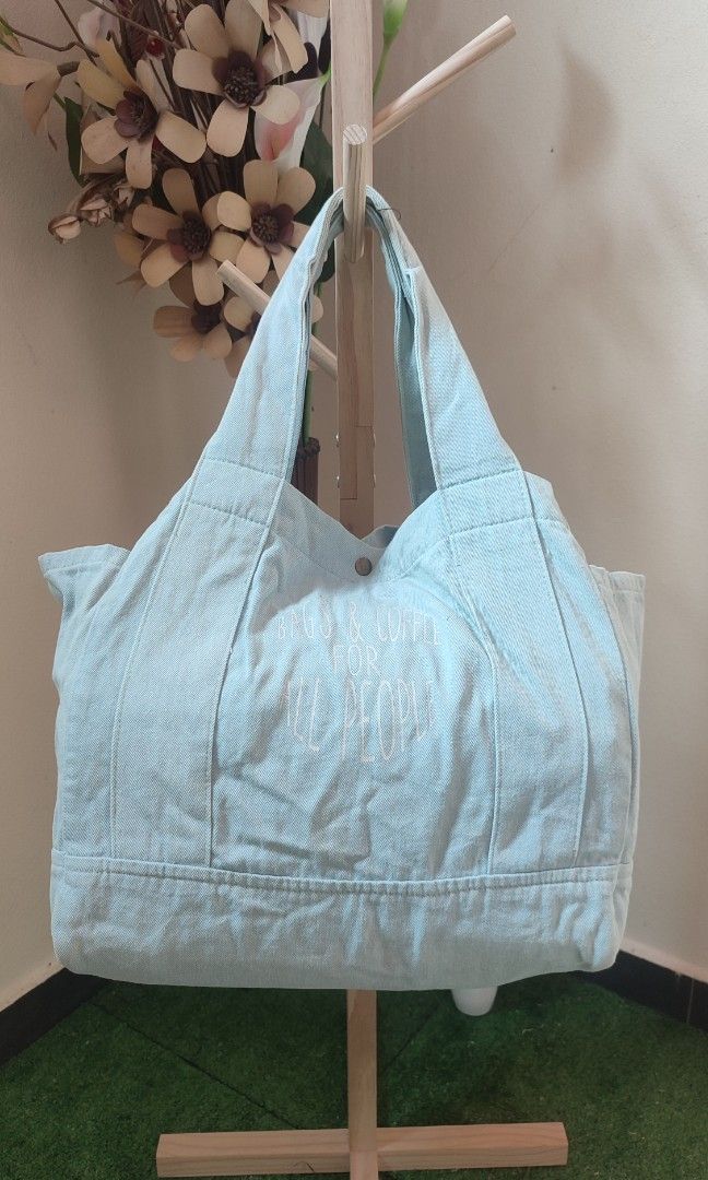 Large denim sales tote bag