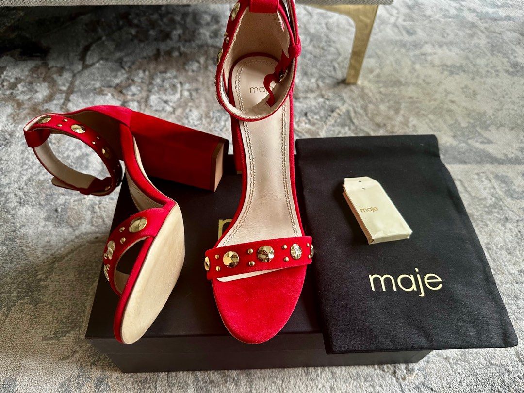 Red suede clearance heeled sandals