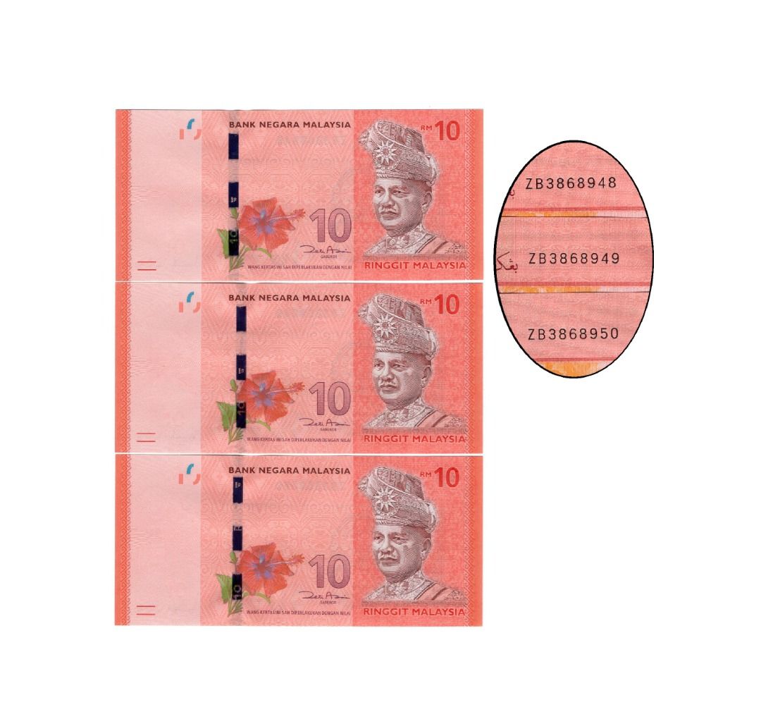 Malaysia RM10 Replacement Banknotes 3868948 - 3868950, Hobbies & Toys ...