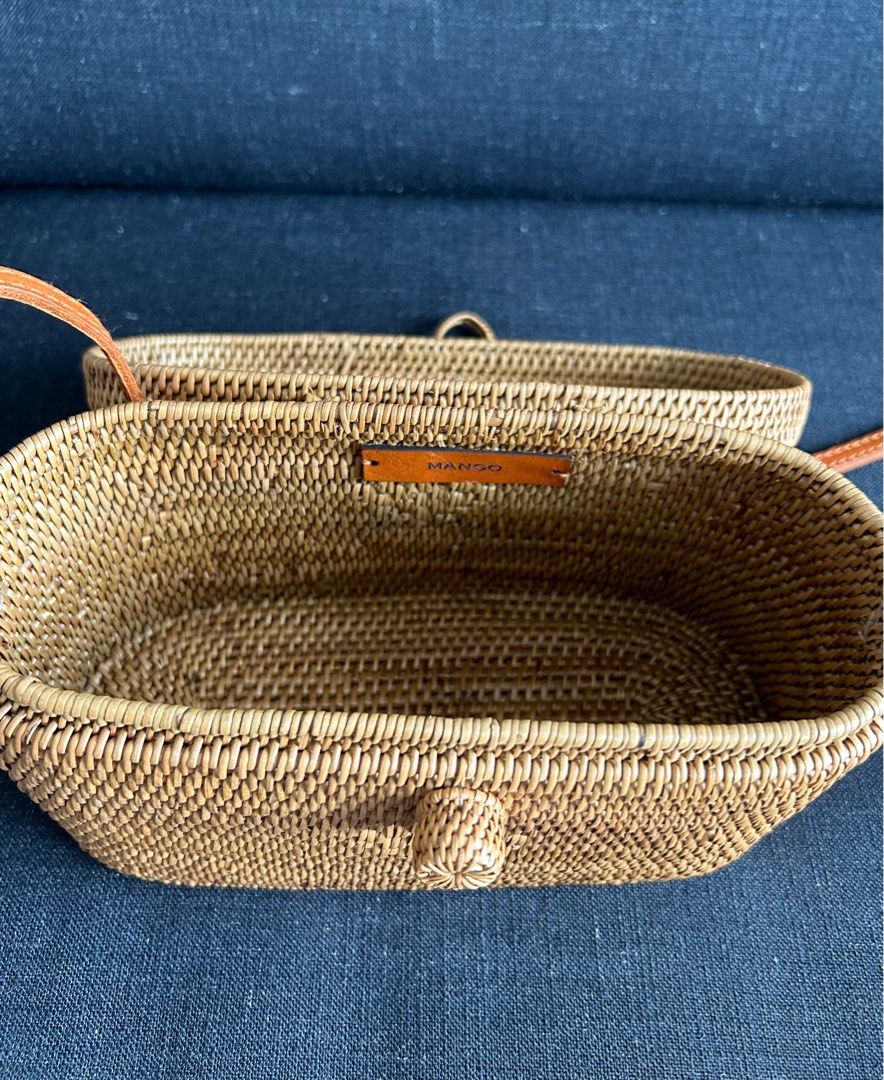 MANGO Bamboo Crossbody Bag Braided Straw Wicker Basket Shoulder Bag Sling Bag Handbag Clutch Beach Bag Holiday Christmas Chinese New Year Birthday