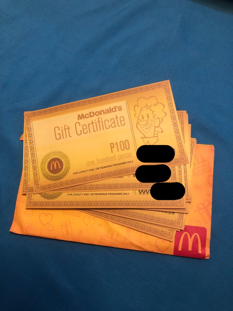 Mcdonald s gift certificate worth 3k Video Gaming Gaming Accessories
