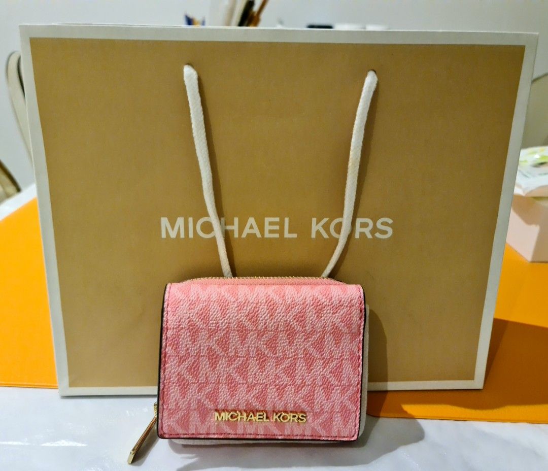 Michael kors pink wallet discount sale