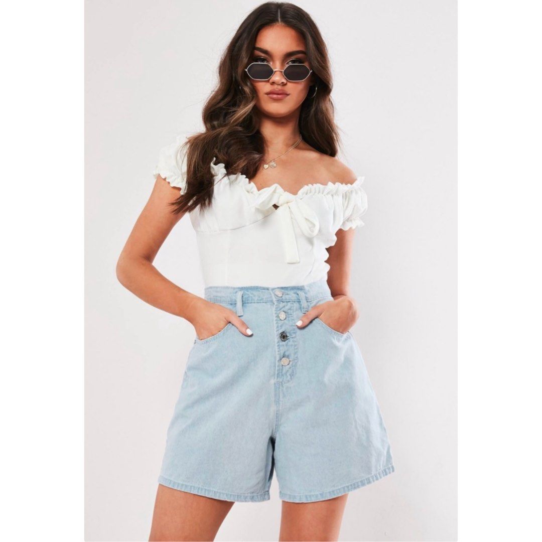 Missguided Button Through Mom Shorts