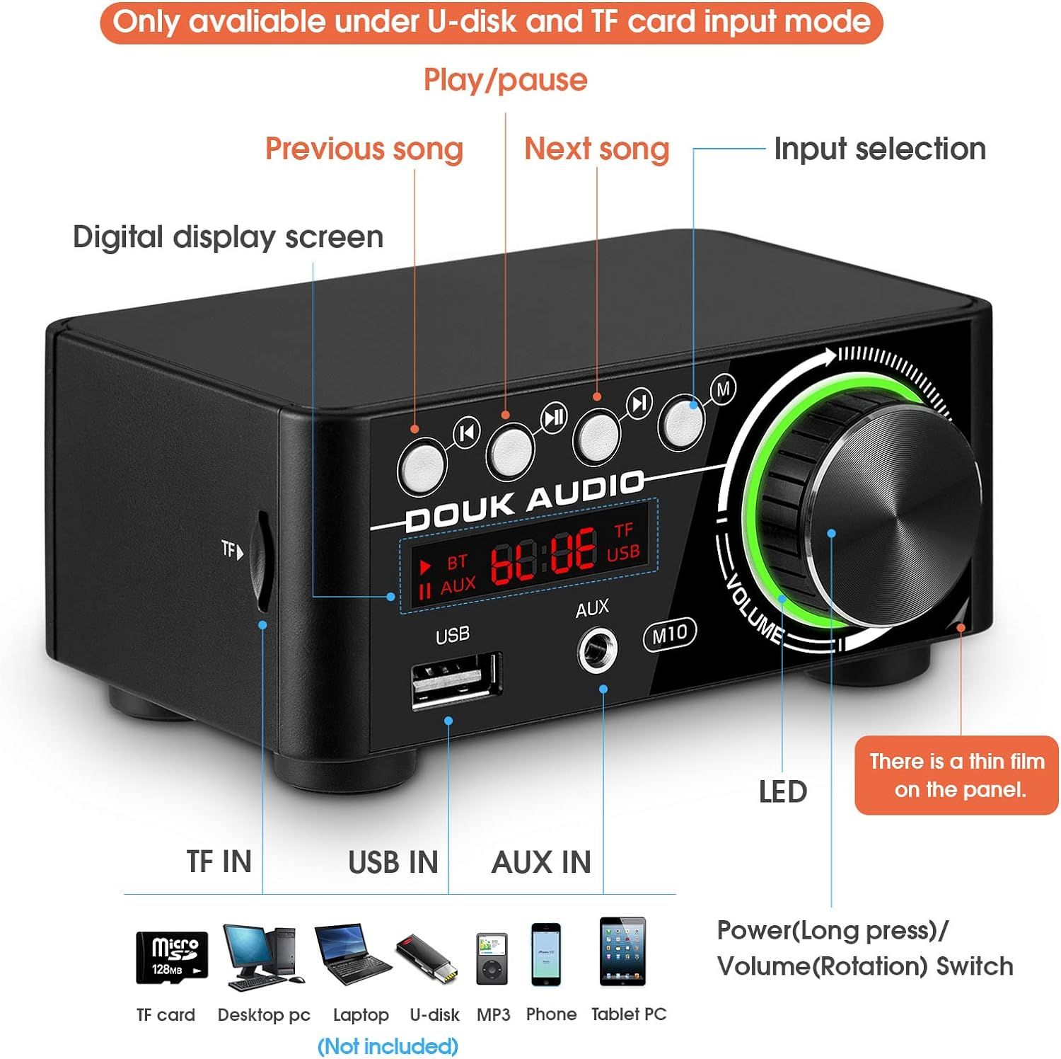 Nobsound Bluetooth Mini Digital Power Amplifier Stereo Audio Amp NO POWER  SUPPLY